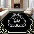 Art Deco Yellow Cat Silhouette Rug