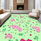 Pastel Pink Polka Dot Foliage Abstract Rug