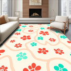 Coral Teal Blossom Vine Rug