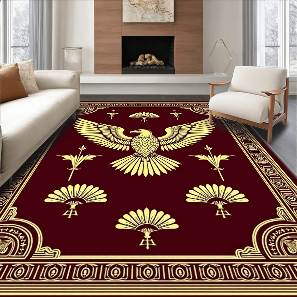 Majestic Eagle Golden Maroon Framing Rug