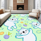Playful White Kittens Purple Beets Fish Rug