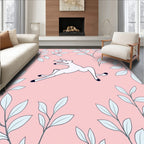Bunny with Leaves Pastel Field Rug