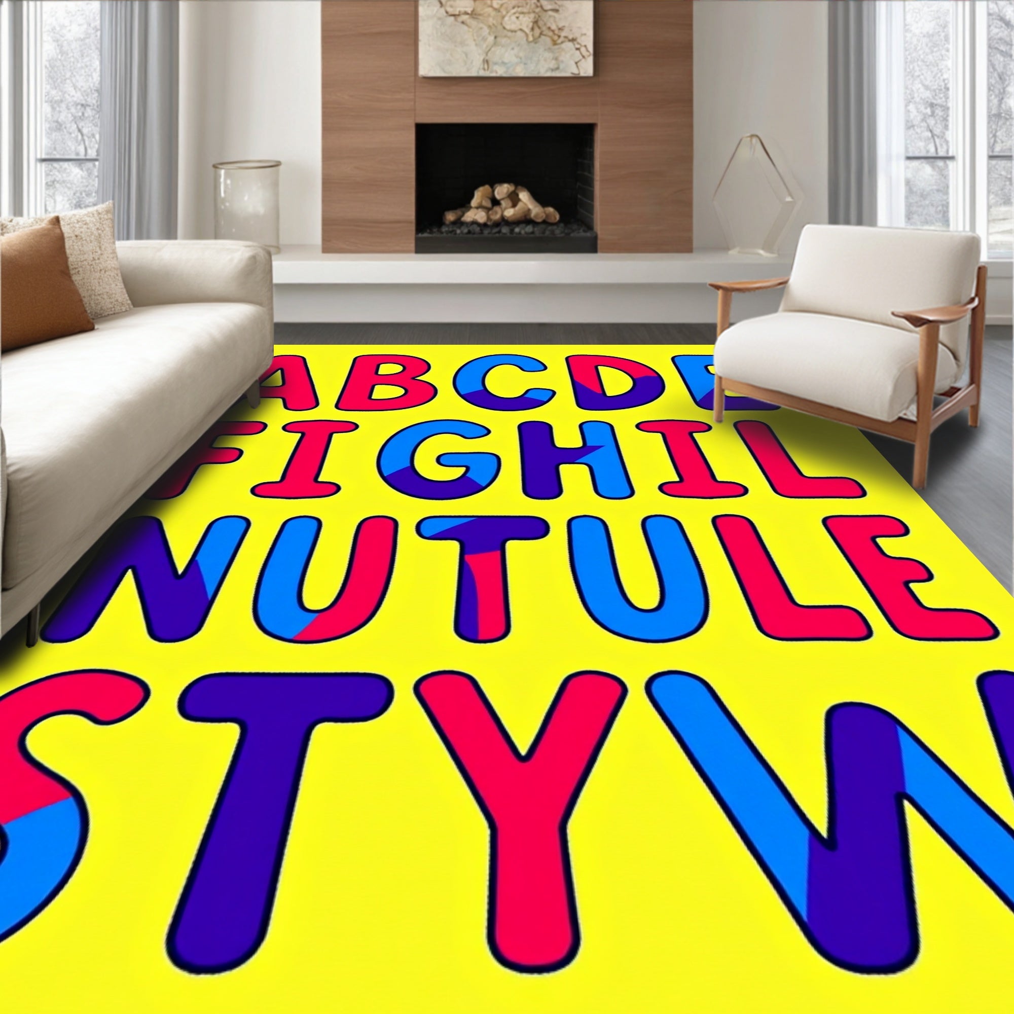 Bold Primary Alphabet Blocks Rug