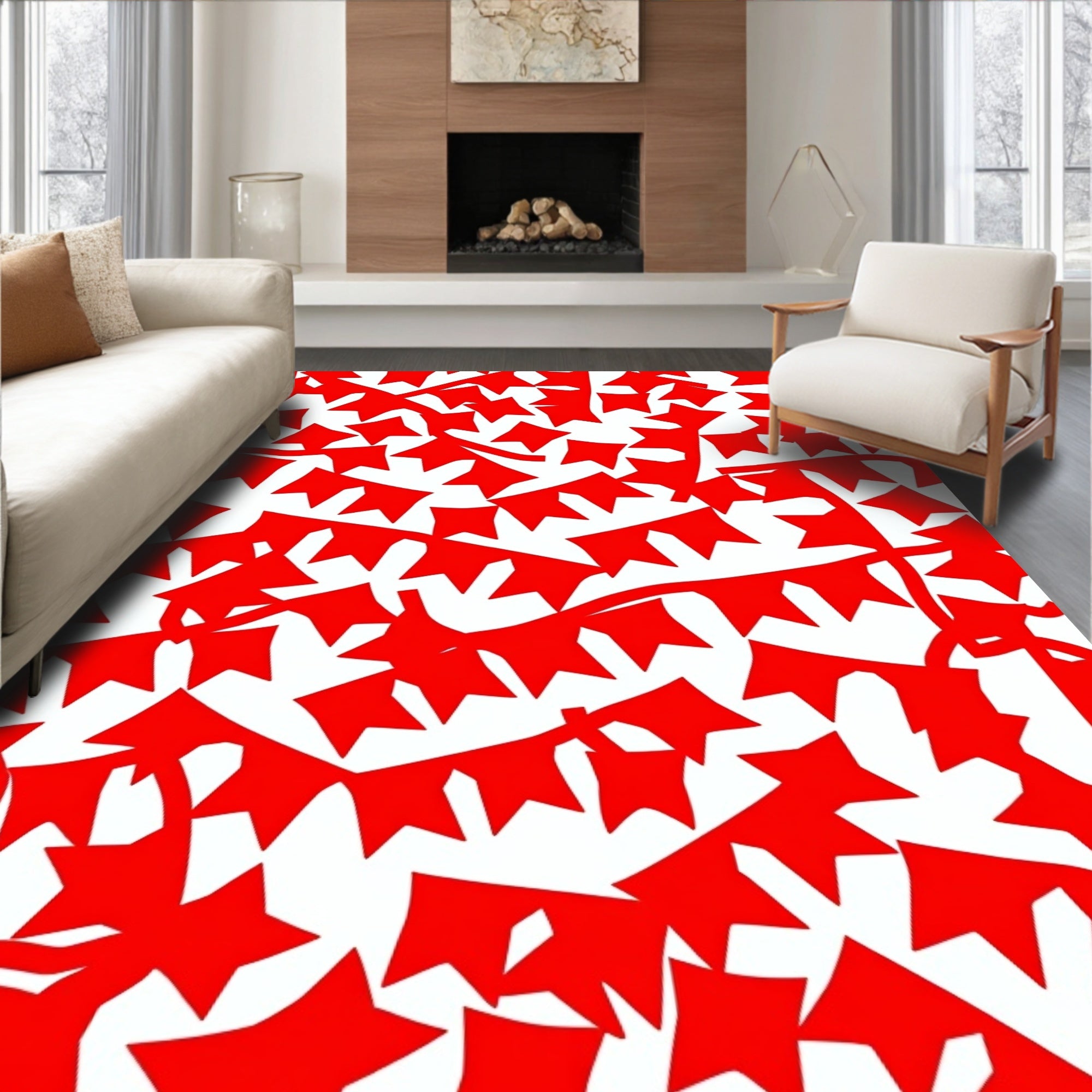 Festive Red Bunting Garland Rug