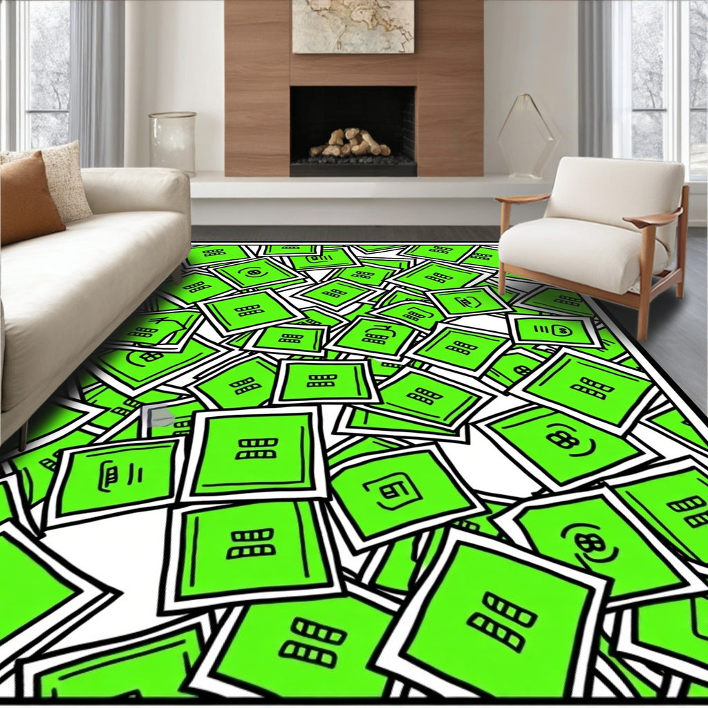Neon Green Stacked Squares Artwork Rug