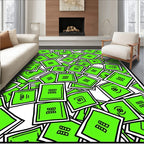 Neon Green Stacked Squares Artwork Rug