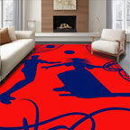 Crimson Blue Dancing Figures Netscape Rug