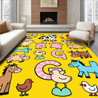 Whimsical Farm Animals Alphabet Yellow Rug