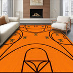 Orange Basketball Court Trophy Layout Rug