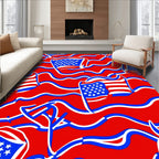 Bold Red White Blue Waving Flag Rug
