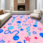 Pink Balloon Star Confetti Rug