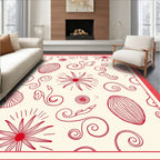 Crimson Seashell Starburst Swirls Rug