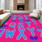 Pink Blue Alphabet Blooms Rug