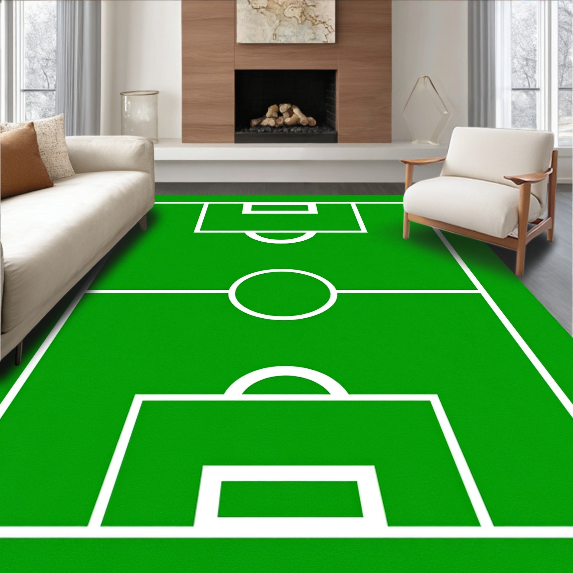 Green Court Playing Field Rug