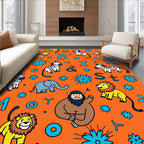 Orange Safari Animals And Letters Rug