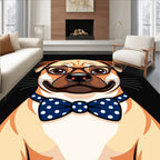 Wise Dog Bowtie Polka Dot Portrait Rug