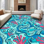Aqua Coral Swirls Ocean Panorama Rug