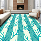 Teal Coral Stripe Abstract Rug