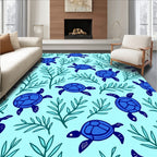 Blue Turtle Marine Foliage Charm Rug