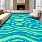 Aqua Blue Wavy Stripes Rug