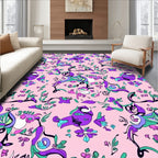 Whimsical Purple Abstract Floral Swirls Rug
