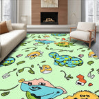 Whimsical Blue Yellow Creature Garden Rug
