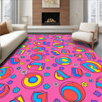 Vibrant Groovy Flower Butterfly Alphabet Rug