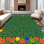 Green Yellow Abstract Bold Border Rug