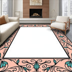 Pale Peach Floral Scrollwork Rug