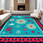 Coral Snowflakes In Deep Blue Rug