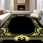 Golden Art Nouveau Floral Frame Rug