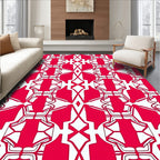 Crimson White Geometric Lattice Rug