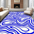 Bold Blue Swirl Marbled Rug