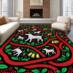 Whimsical White Dogs Green Boughs Rug
