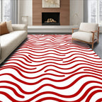 Bold Crimson Wavy Lines Rug