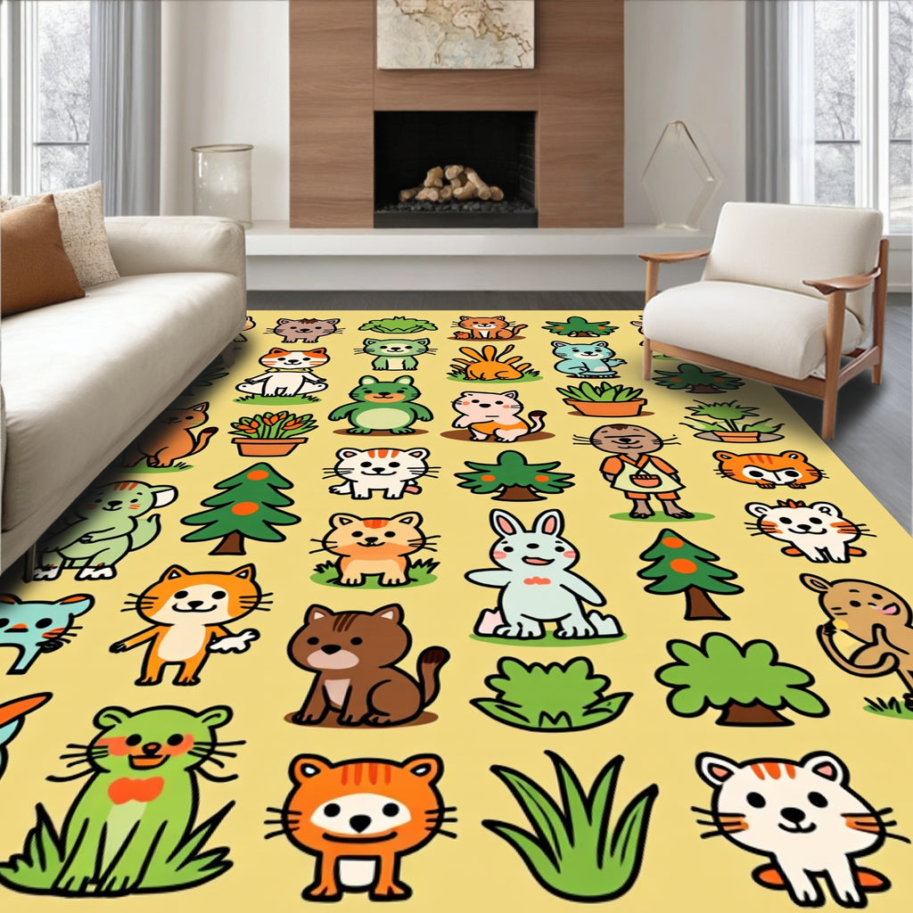 Cute Kawaii Animals Forest Collection Rug