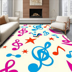 Vibrant Musical Notes And Stars Rug