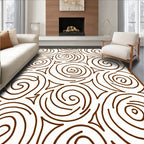 Brown Swirl Rose Medallion Abstract Rug