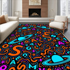 Cosmic Orange Blue Alphabet Galaxy Rug