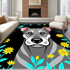 Gray Hound Butterflies Yellow Flowers Rug