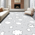 Cute Cloud Bear Starry Night Gray Rug