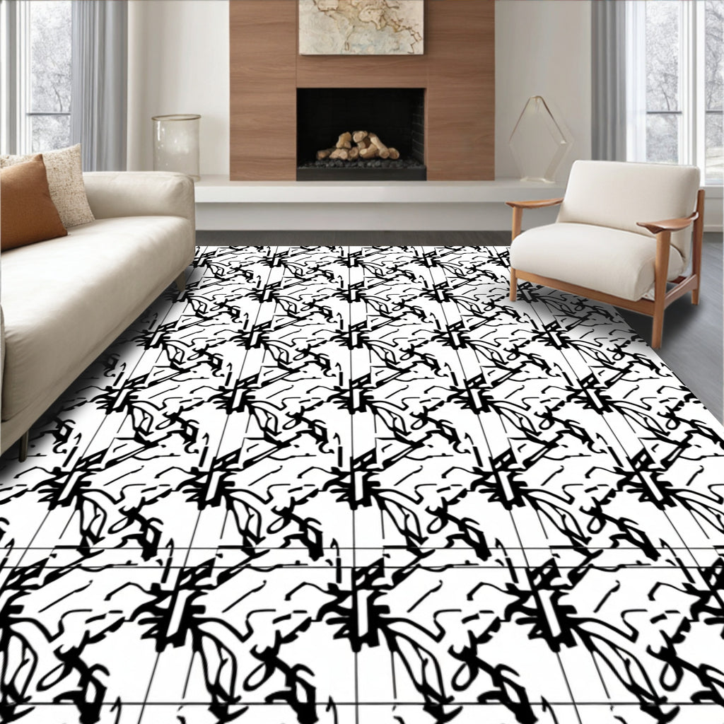 Mono Black Bold Graphic Repeat Rug