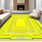 Futuristic Yellow Circuit Board Rectangle Rug