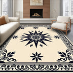 Cream Sunburst Decorative Border Rug