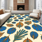 Bold Blue Orange Leaf Scatter Rug