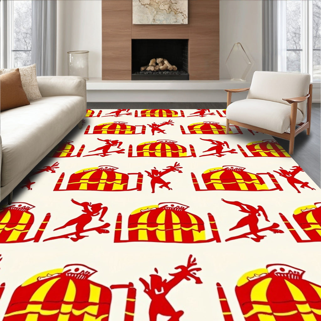 Red Yellow Circus Acrobatic Tent Rug