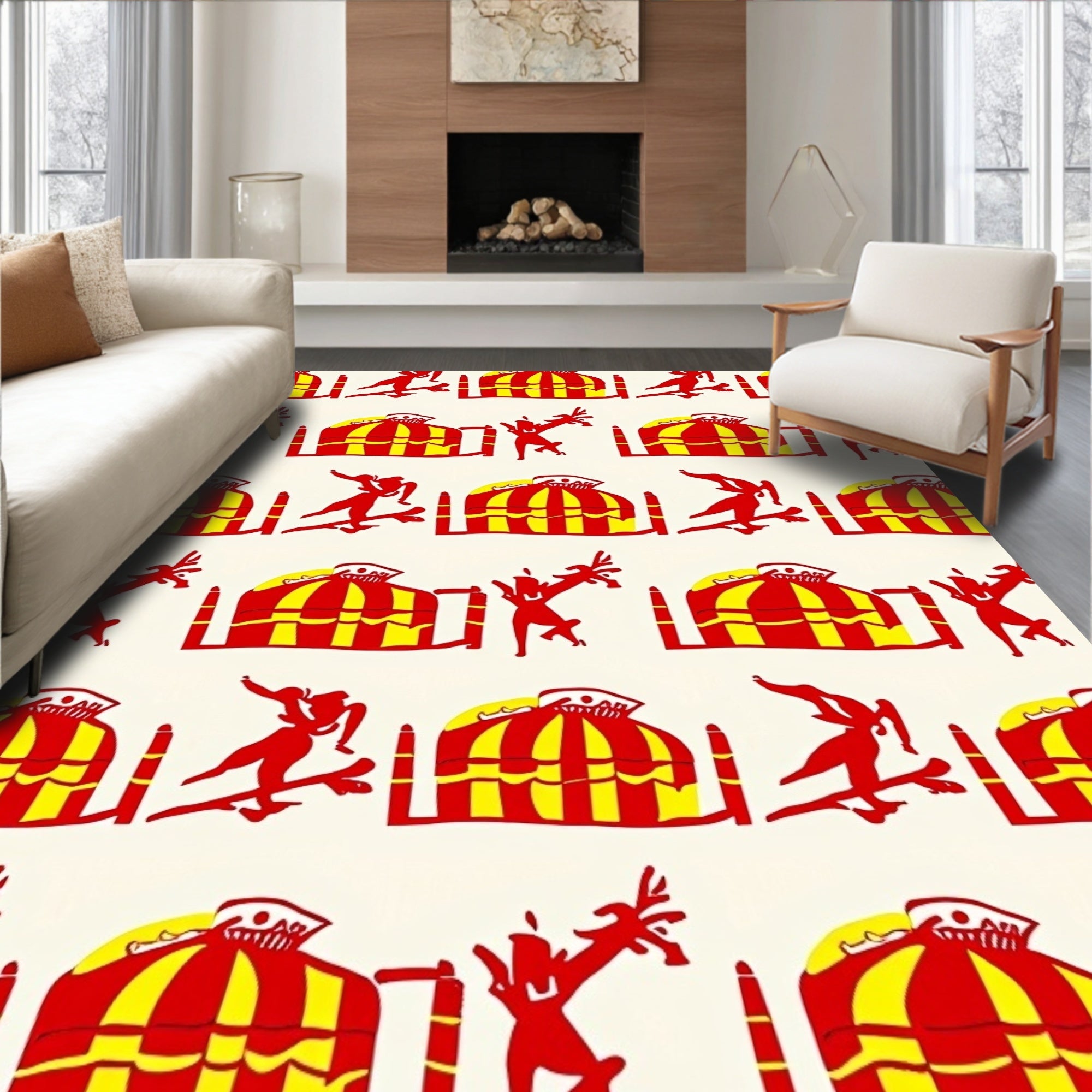 Red Yellow Circus Acrobatic Tent Rug