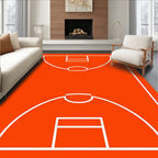 Energetic Orange Basketball Court Outline Rug