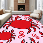 Red Crab Whimsical Swirl Background Rug