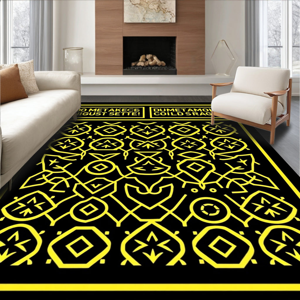 Bold Yellow Geometric Abstract Rug